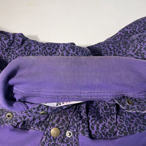 Max Rave Jacket Womens XS Purple Cheetah Print Short Sleeve Snap Closure Y2K - Picture 4 of 9